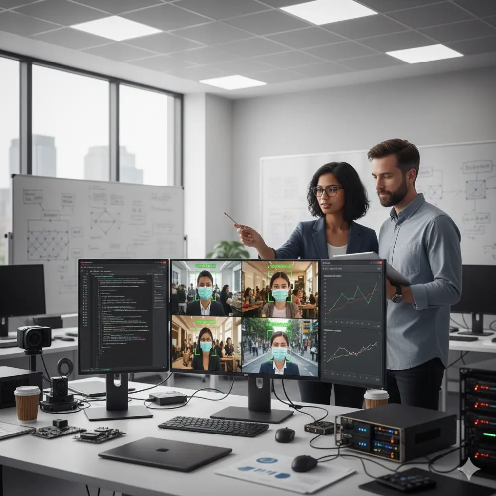 تطوير نظام ذكي للكشف عن ارتداء الكمامات  باستخدام Deep Learning