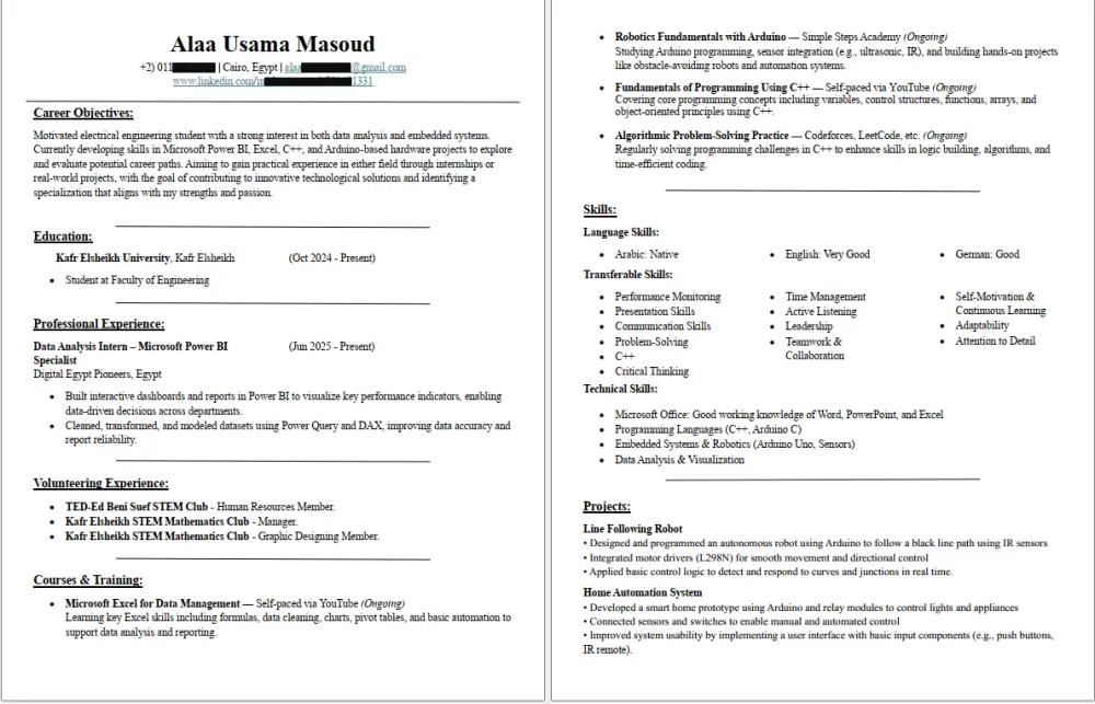 تصميم سيرة ذاتية احترافية بنظام ATS