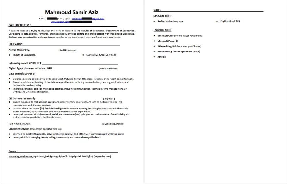 تصميم سيرة ذاتية احترافية بنظام ATS