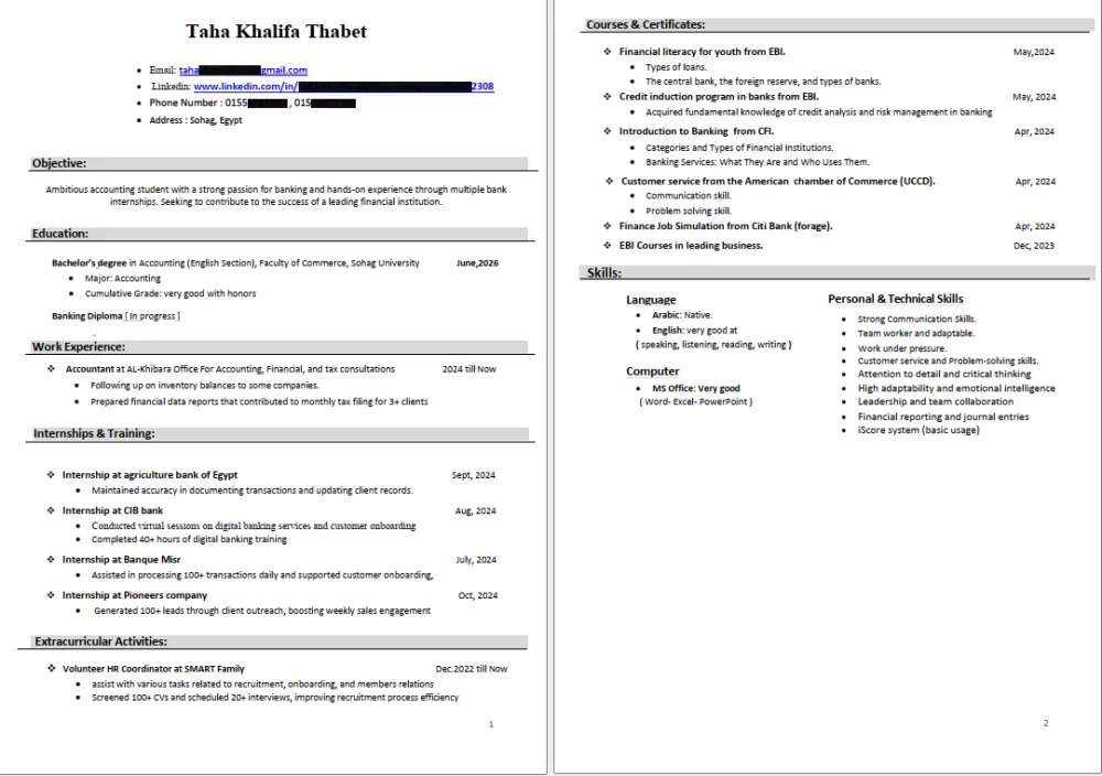 تصميم سيرة ذاتية احترافية بنظام ATS