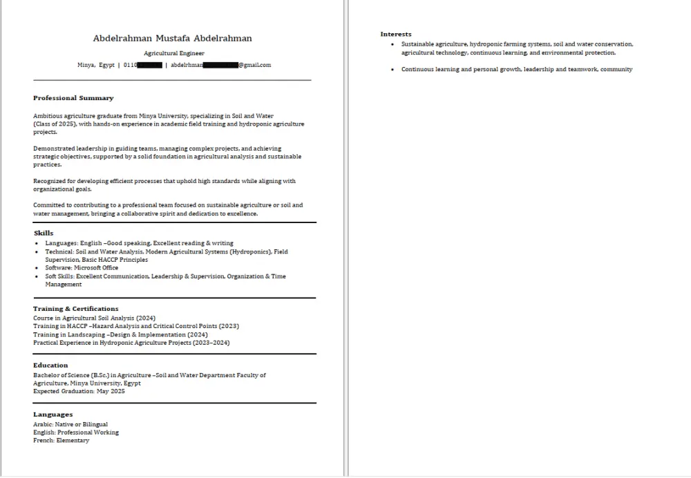 تصميم سيرة ذاتية احترافية بنظام ATS