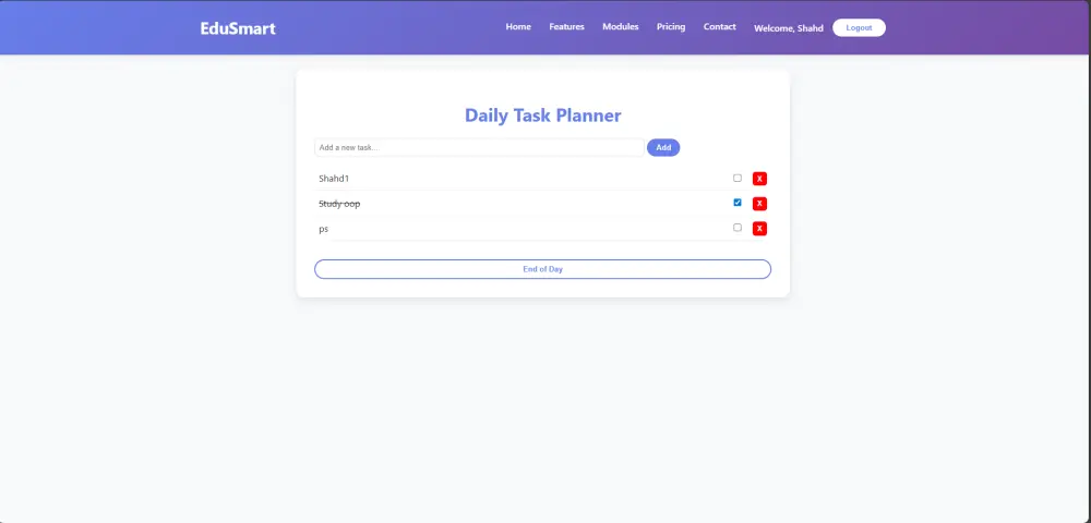 تصميم وتنفيذ منصة تعليمية ذكية وإدارة امتحانات باستخدام HTML وCSS وJavaScript