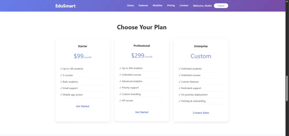 تصميم وتنفيذ منصة تعليمية ذكية وإدارة امتحانات باستخدام HTML وCSS وJavaScript