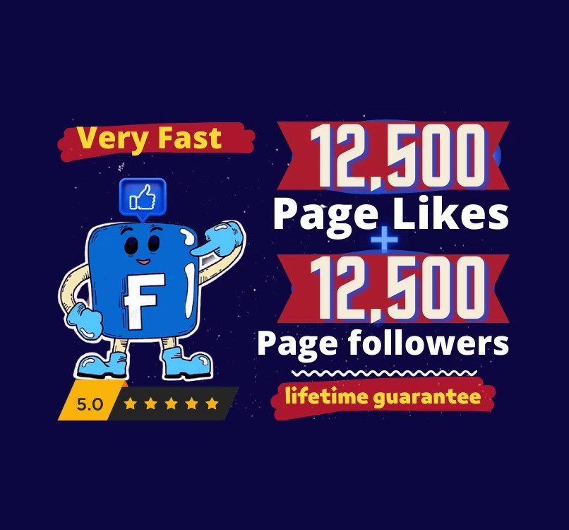 12,500 Facebook Page likes + 12,500 followers with Lifetime Guarantee