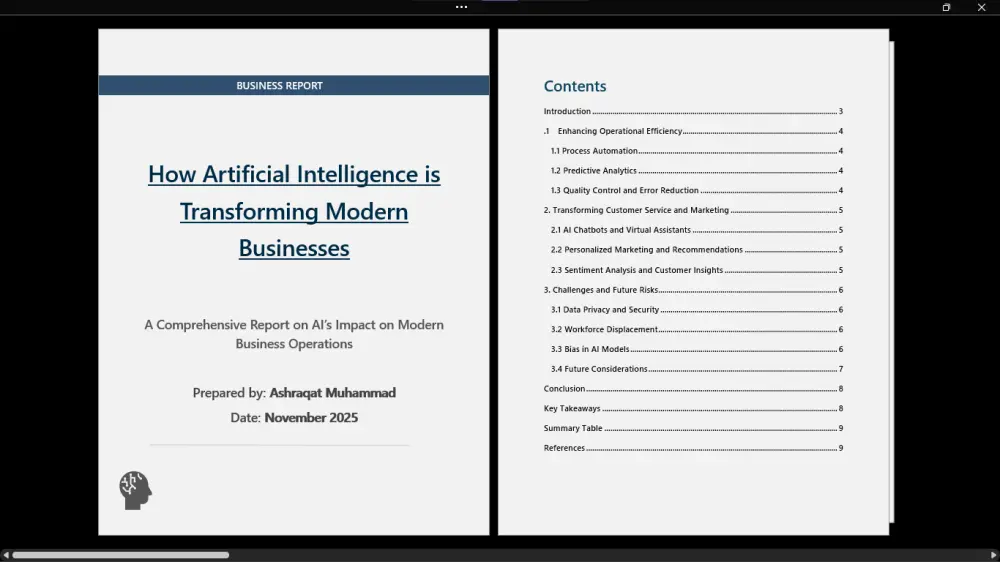 تنسيق تقارير وملفات احترافية على Word /PDF