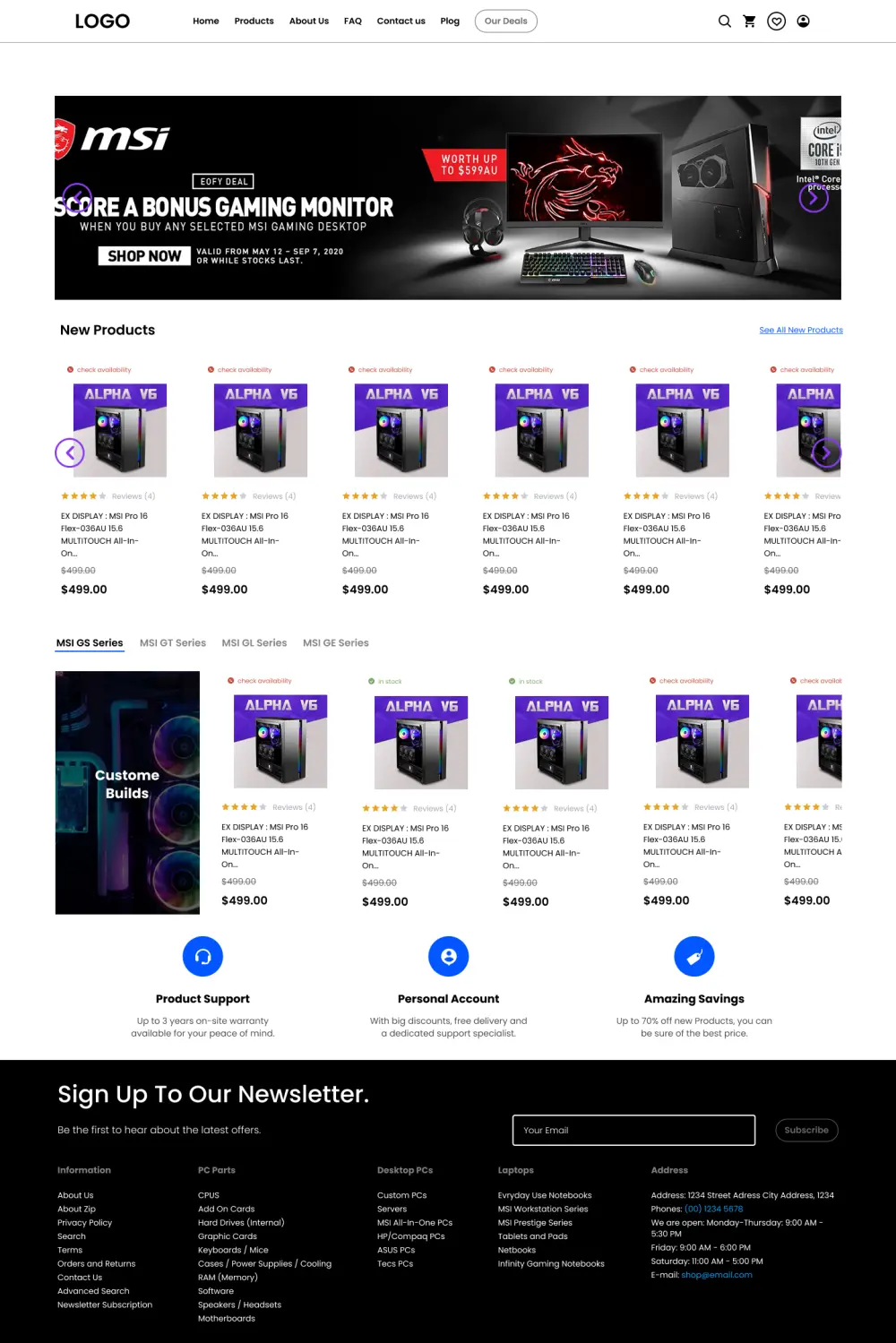 تصميم صفحة UI/UX (e-commerce for PCs)