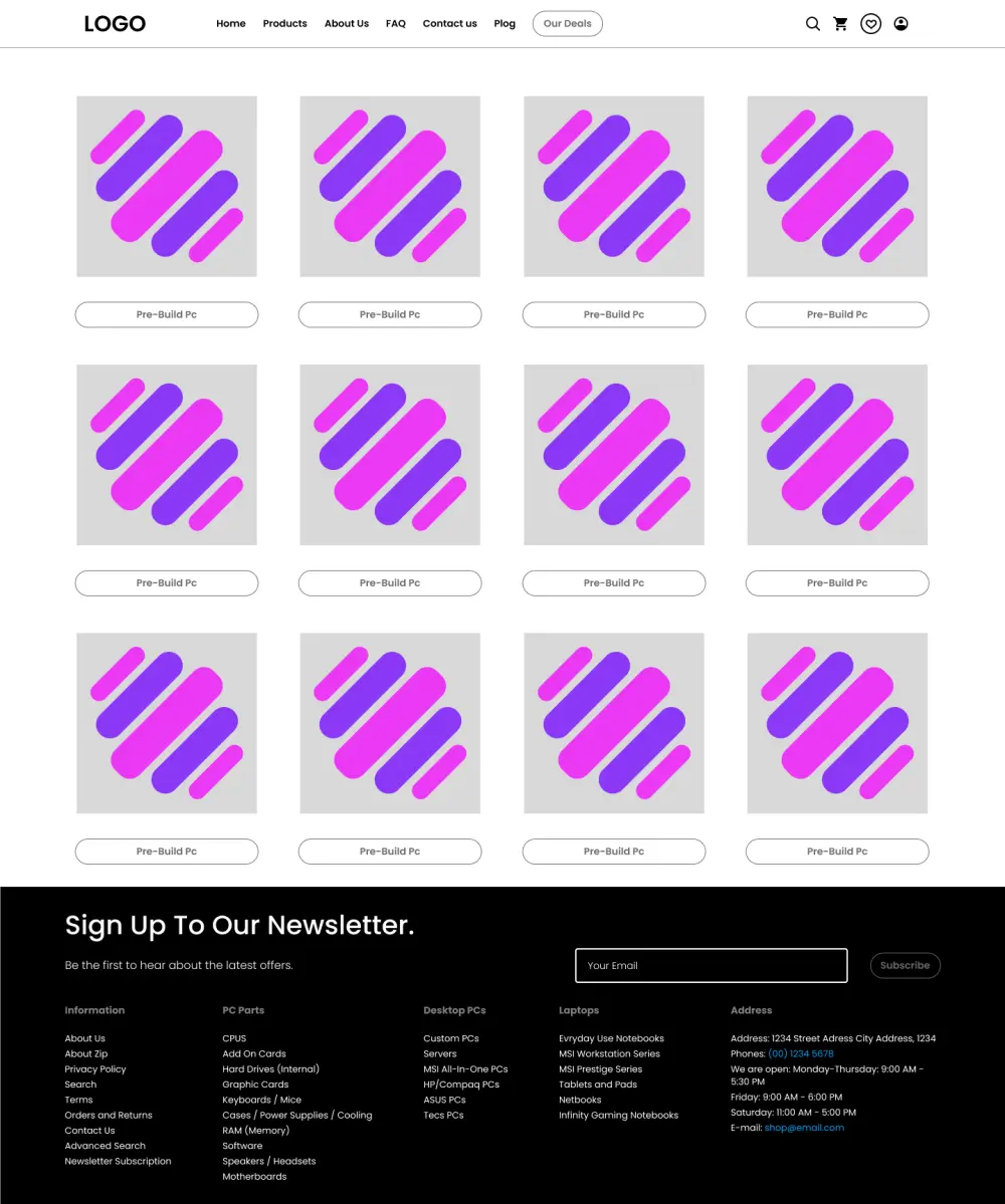 تصميم صفحة UI/UX (e-commerce for PCs)