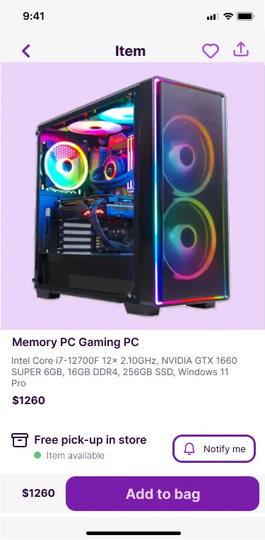 تصميم صفحة UI/UX (e-commerce for PCs)