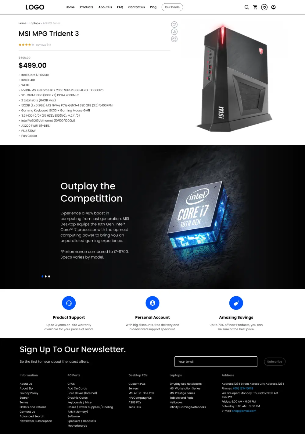 تصميم صفحة UI/UX (e-commerce for PCs)
