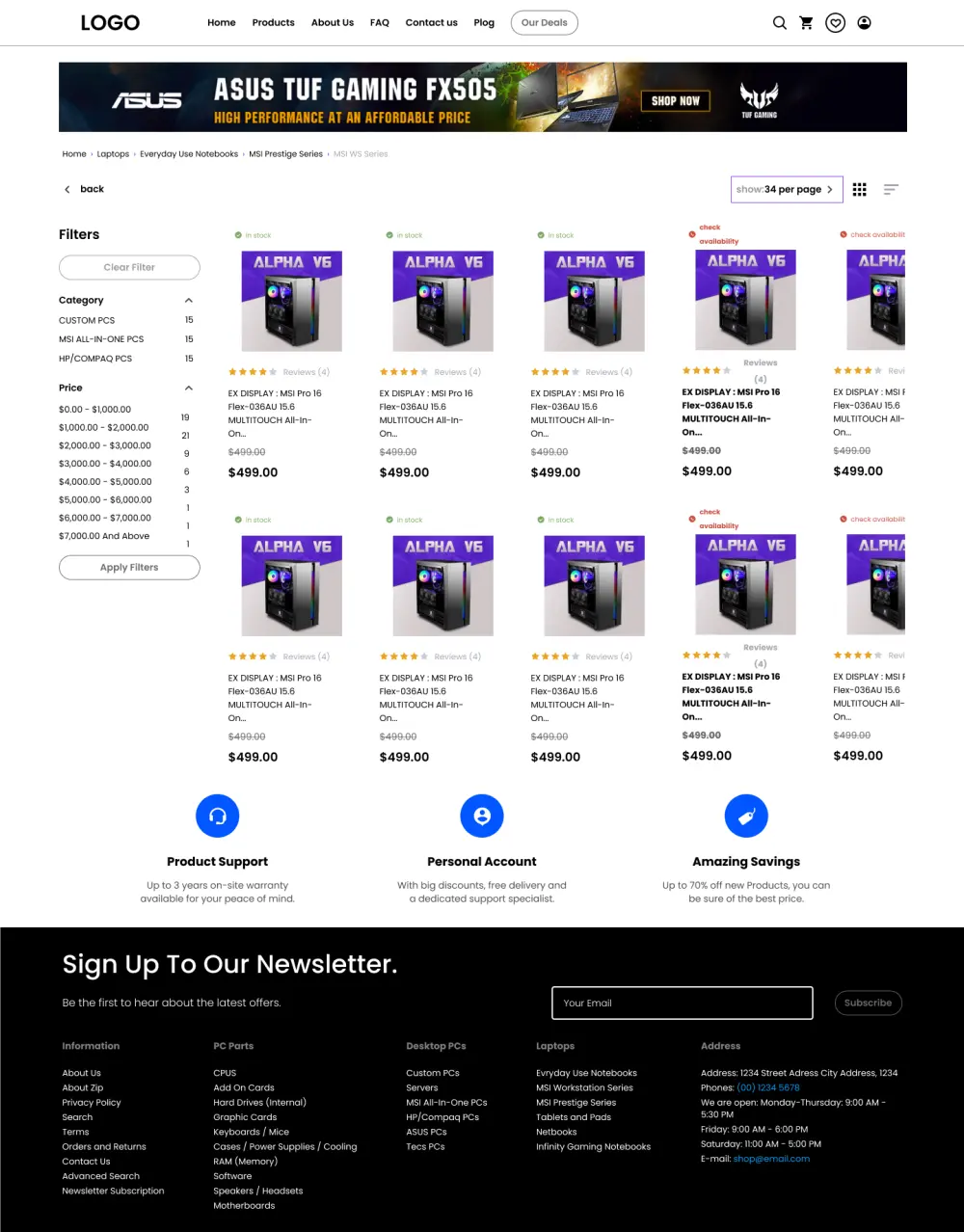 تصميم صفحة UI/UX (e-commerce for PCs)