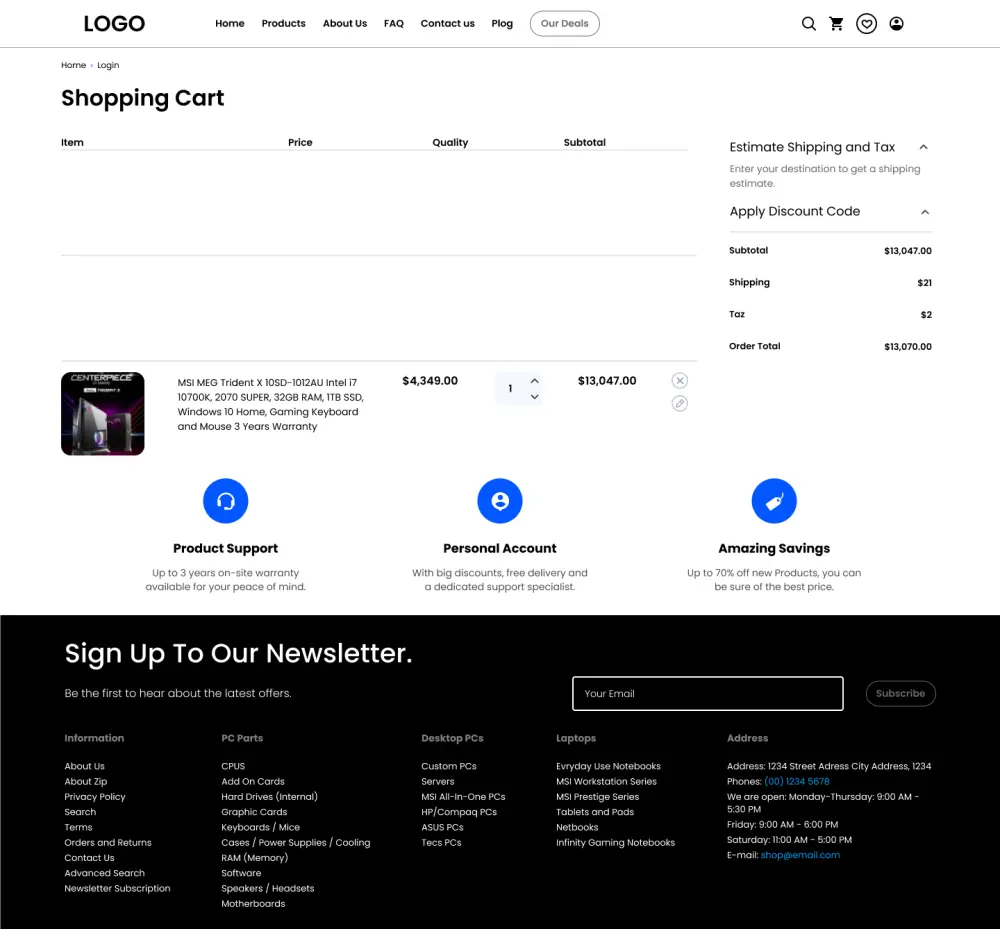 تصميم صفحة UI/UX (e-commerce for PCs)
