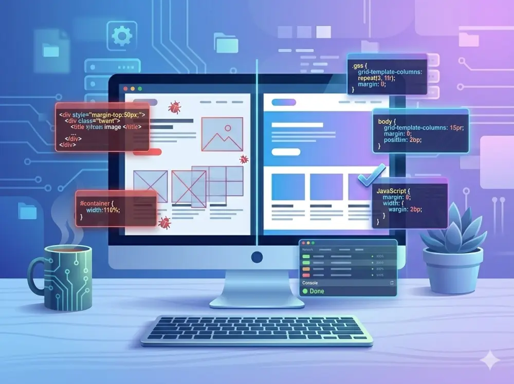 سأقوم بإصلاح أخطاء ومشاكل الواجهة الأمامية في موقعك
