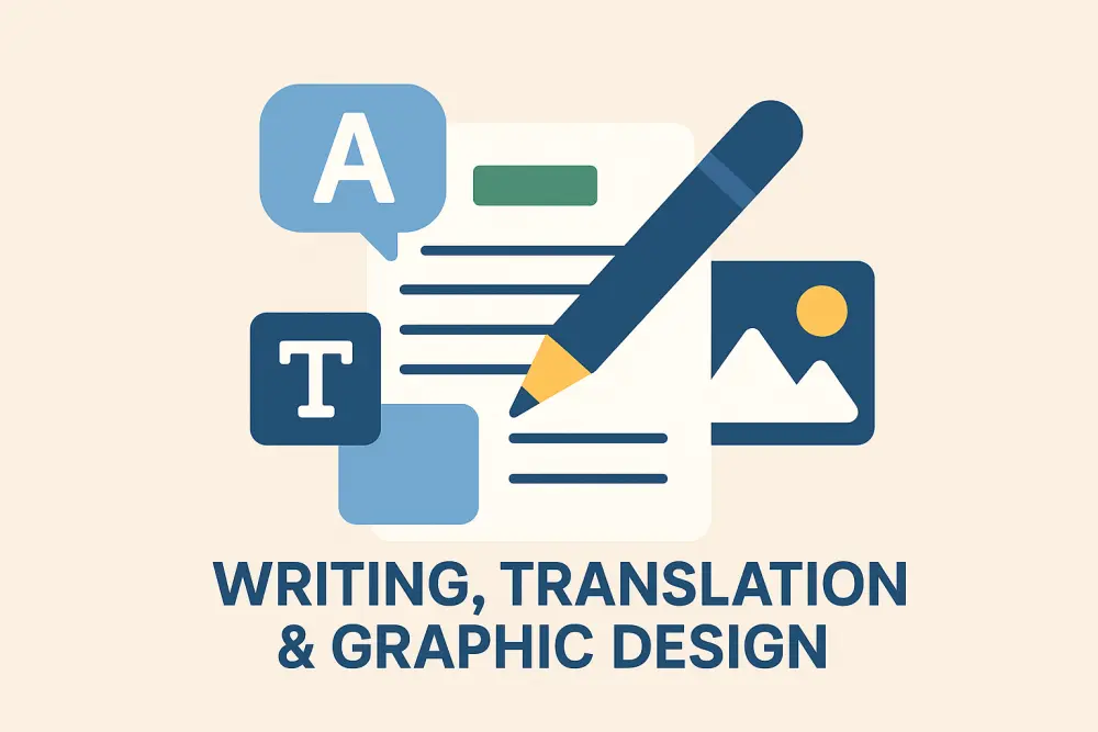 حل متكامل لخدمات الكتابة والترجمة والتصميم