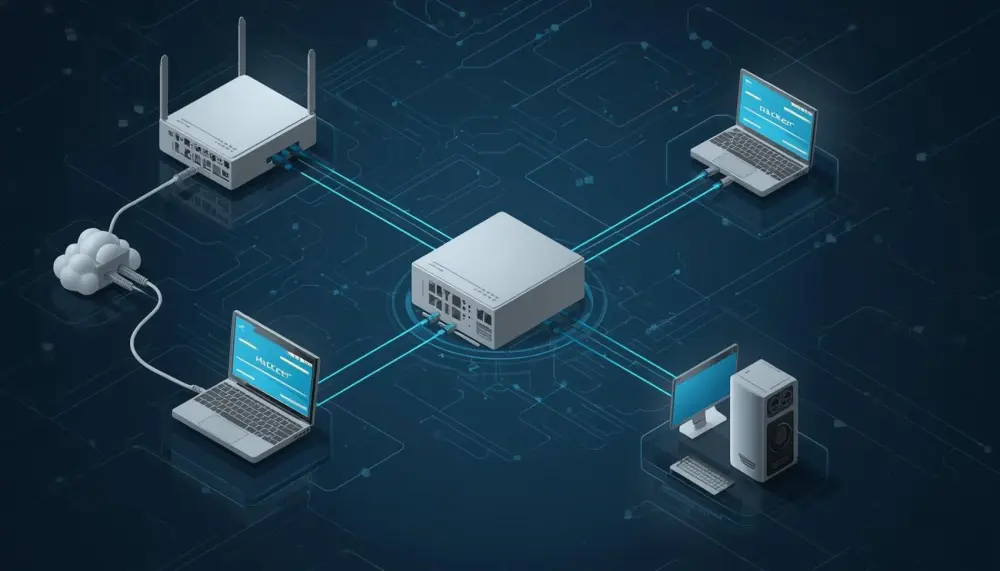 تصميم شبكة بسيطة (حتى 5 أجهزة) + رسم Network Topology + خطة IP