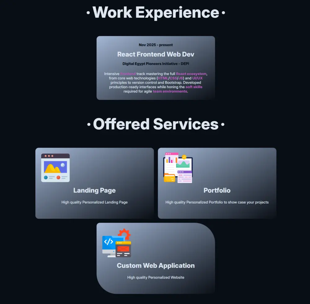 تصميم موقع portfolio باستخدام HTML5, CSS3, JavaScript