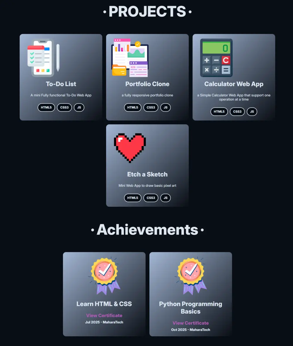 تصميم موقع portfolio باستخدام HTML5, CSS3, JavaScript