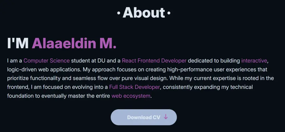تصميم موقع portfolio باستخدام HTML5, CSS3, JavaScript