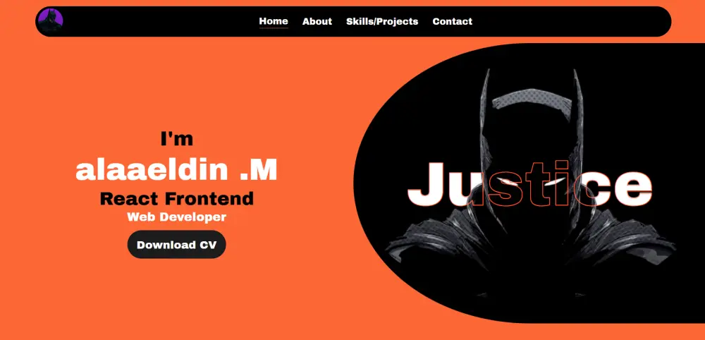 تصميم موقع portfolio باستخدام HTML5, CSS3, JavaScript