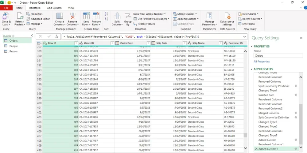 تنظيف البيانات باستخدام PowerQuery