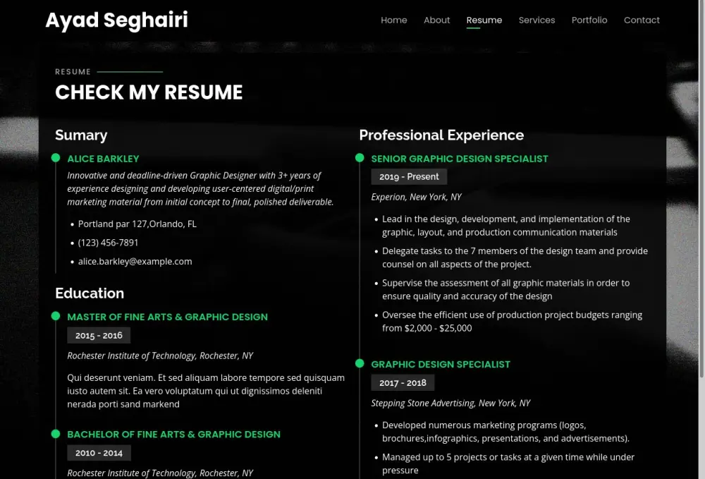 تصميم وبرمجة موقع بورتفوليو Portfolio Website احترافي - يعرض سيرتك الذاتية وخدماتك بشكل مميز