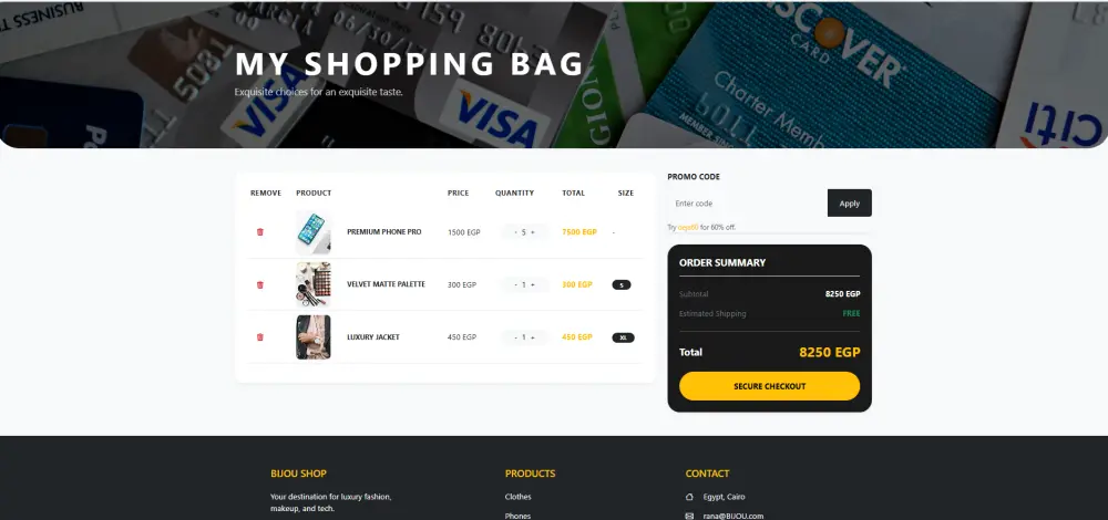 تصميم وإنشاء متجر إلكتروني عصري ومتكامل (BIJOU)