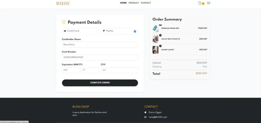 تصميم وإنشاء متجر إلكتروني عصري ومتكامل (BIJOU)