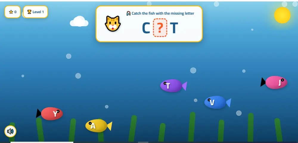 🎣 لعبة صيد الحروف التفاعلية (Fishing Letters)  خدمة تحويل دروس اللغة الإنجليزية لعبة