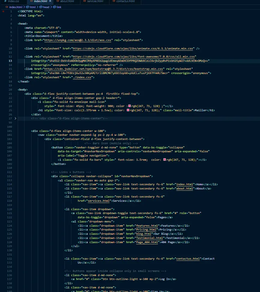 Email Management Page (HTML & CSS)