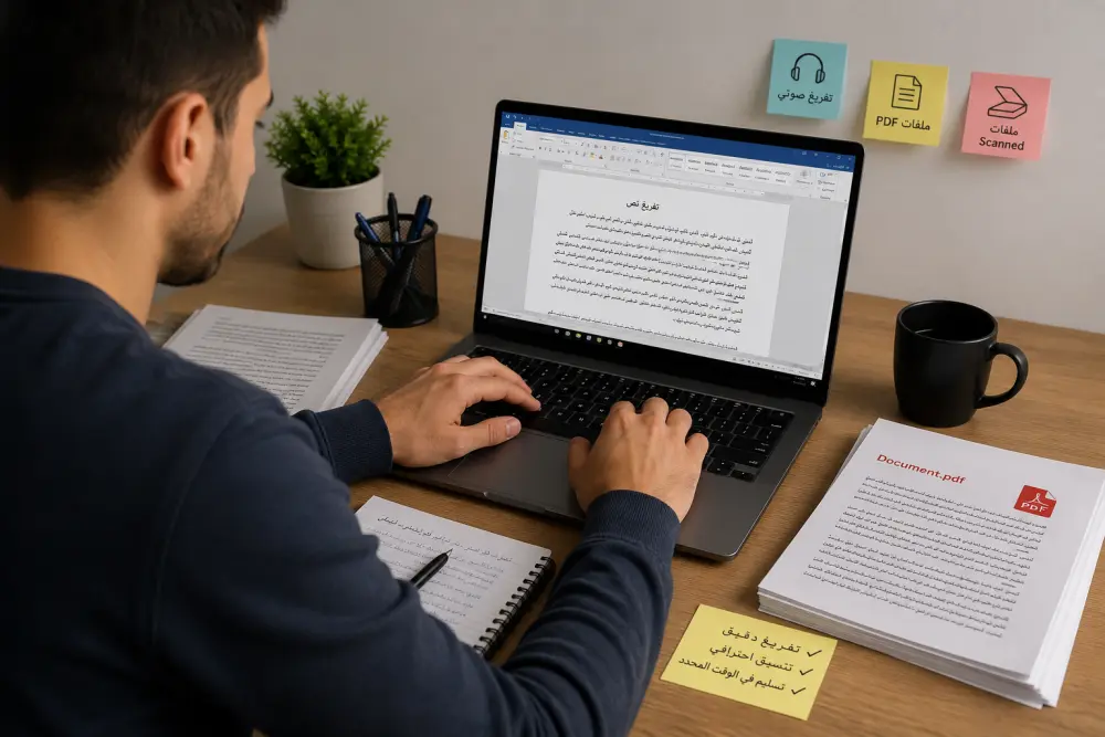 تفريغ صوتي او ملفات pdf او ملفات scaner المعقدة الي ملفات word
