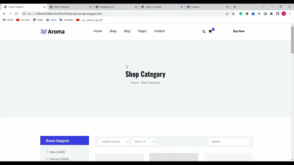 تطوير واجهة متجر إلكتروني احترافي ومتجاوب (E-commerce Frontend)