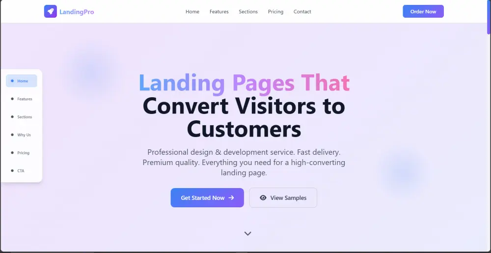 تصميم وتطوير Landing Page احترافية باستخدام HTML, CSS, JavaScript