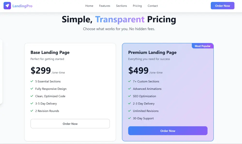 تصميم وتطوير Landing Page احترافية باستخدام HTML, CSS, JavaScript
