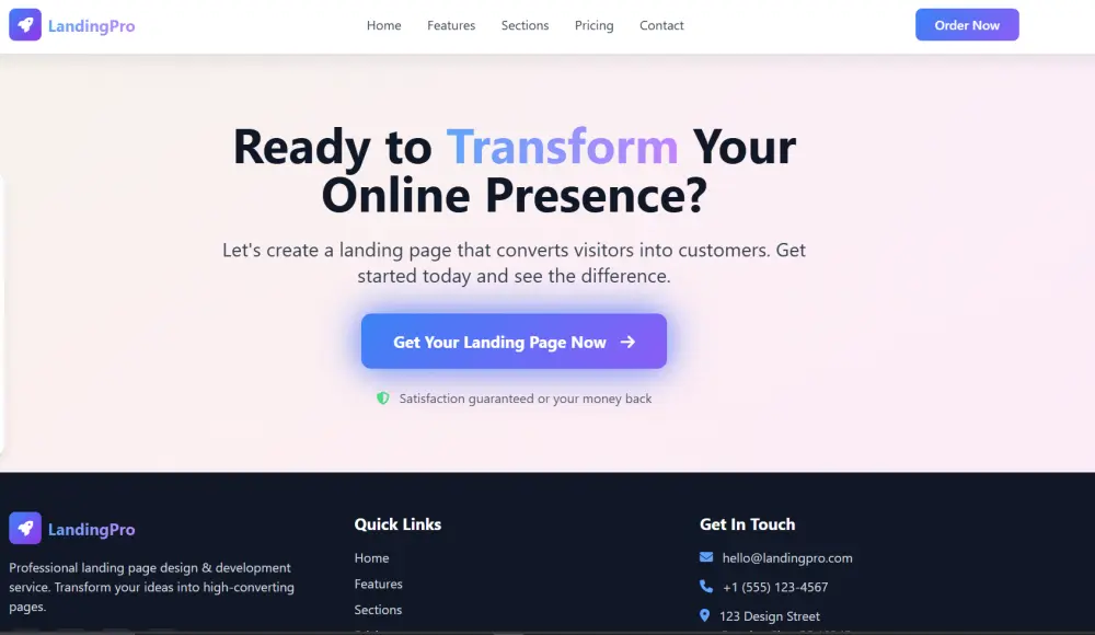 تصميم وتطوير Landing Page احترافية باستخدام HTML, CSS, JavaScript