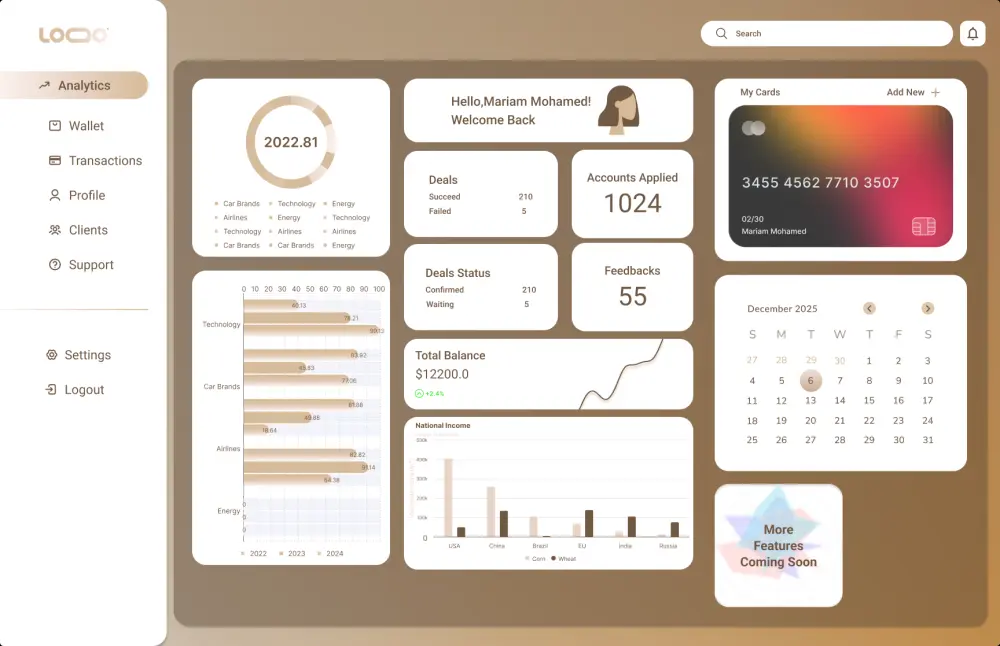 تصميم لوحة تحكم Dashboard