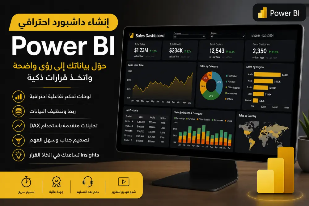 إنشاء Dashboard احترافي تفاعلي باستخدام Power BI لتحليل بياناتك