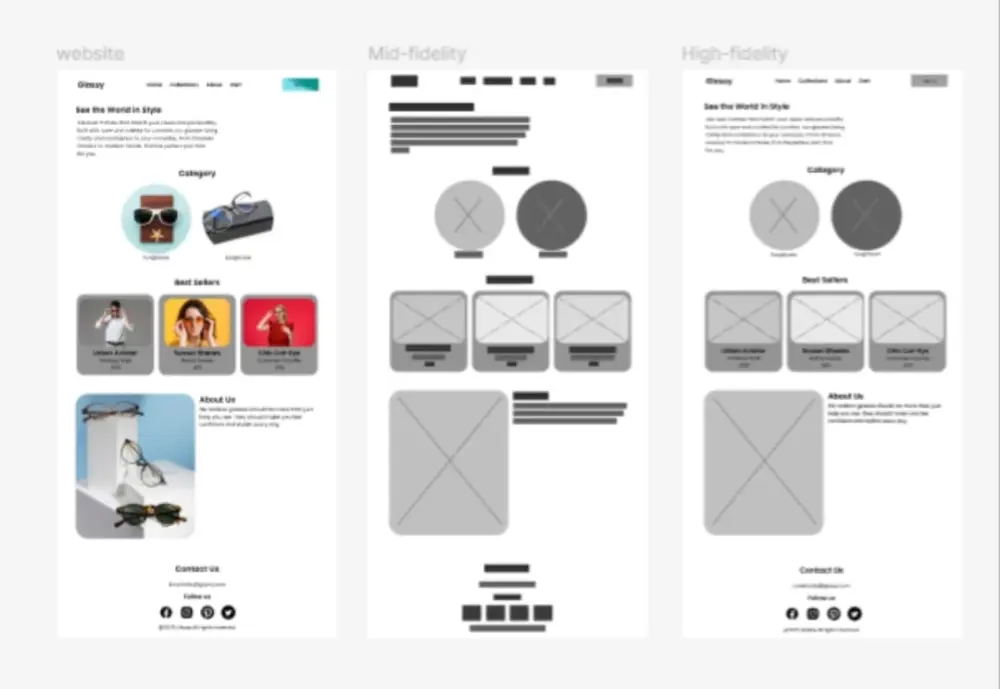 تصميم صفحة موقع نظارات