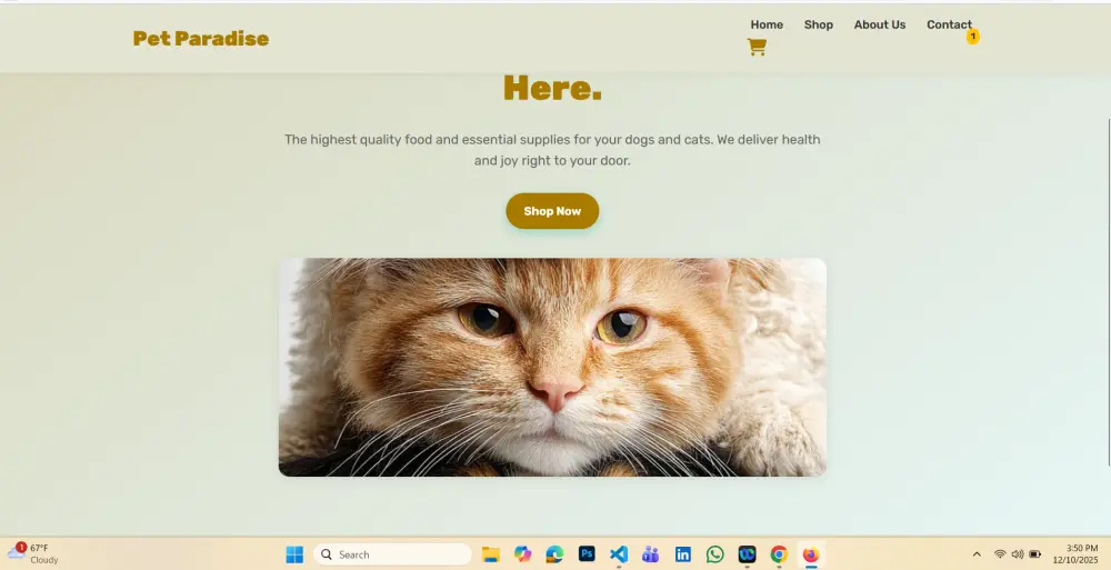 تصميم صفحة ويب احترافية لعرض منتجات الحيوانات باستخدام HTML وCSS وBootstrap