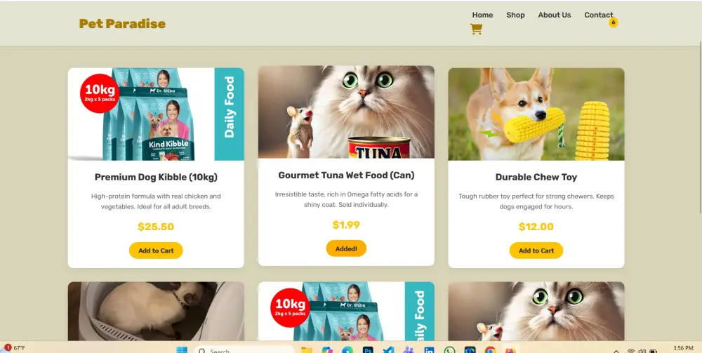 تصميم صفحة ويب احترافية لعرض منتجات الحيوانات باستخدام HTML وCSS وBootstrap