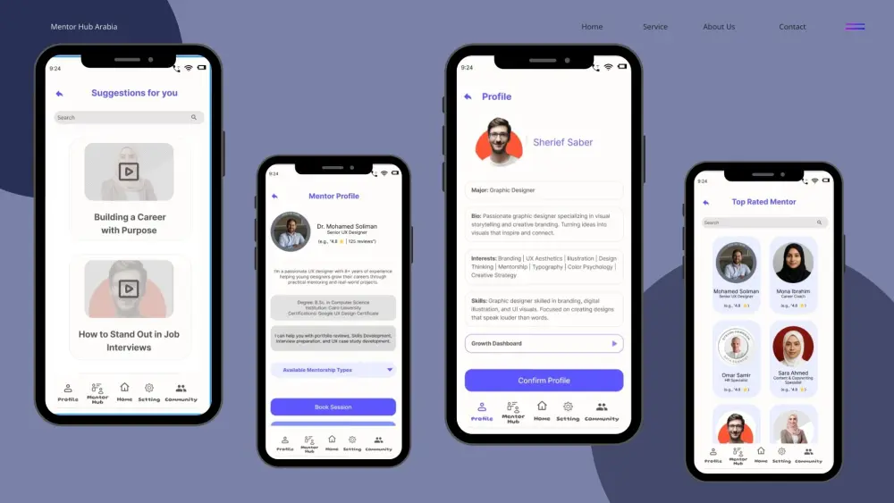 تصميم واجهة تطبيق موبايل احترافي مكونة من 2 شاشة رئيسية