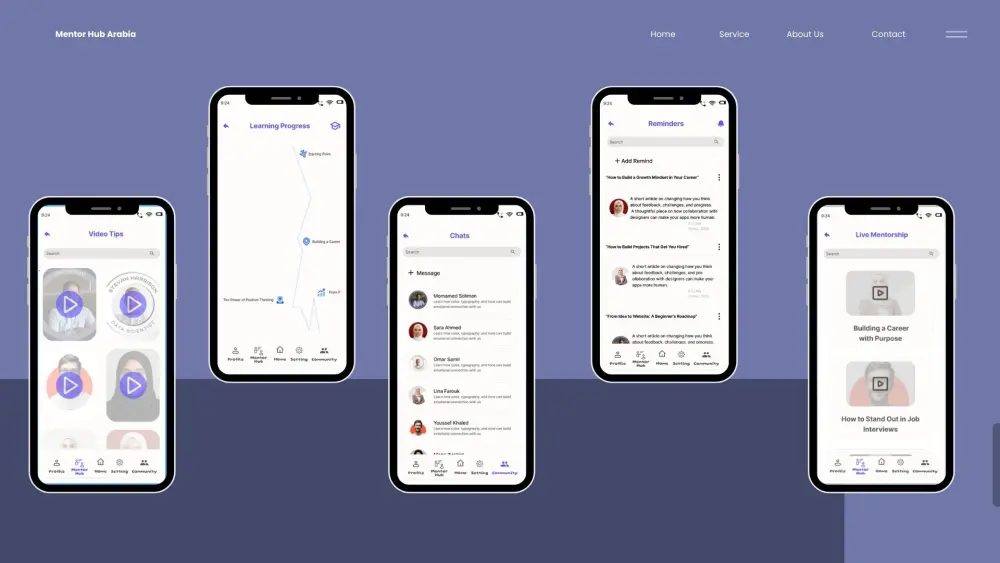 تصميم واجهة تطبيق موبايل احترافي مكونة من 2 شاشة رئيسية