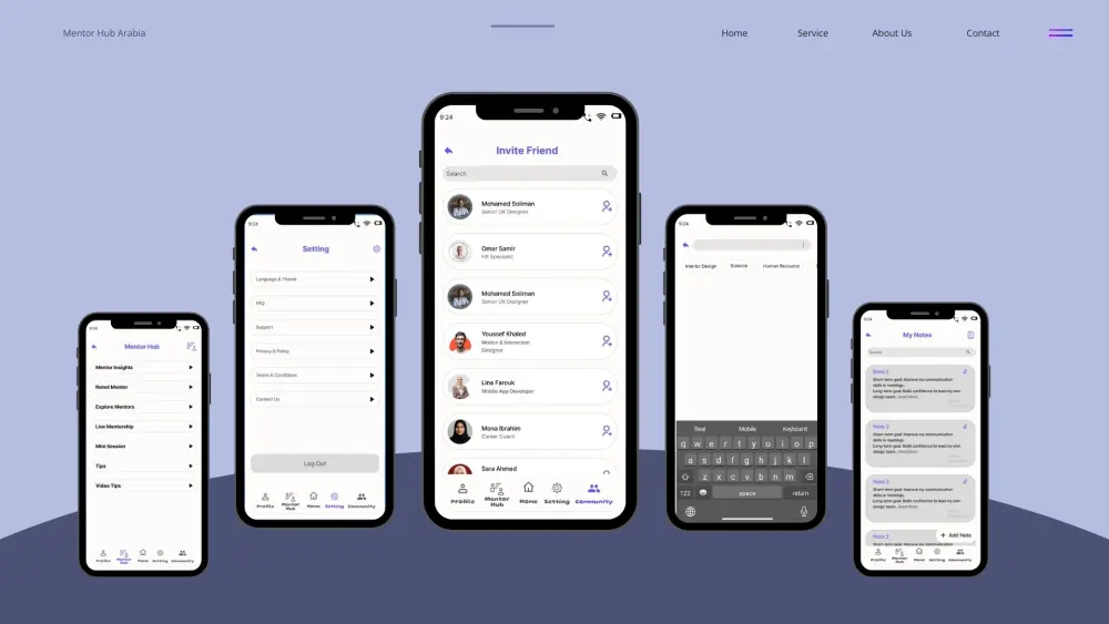تصميم واجهة تطبيق موبايل احترافي مكونة من 2 شاشة رئيسية