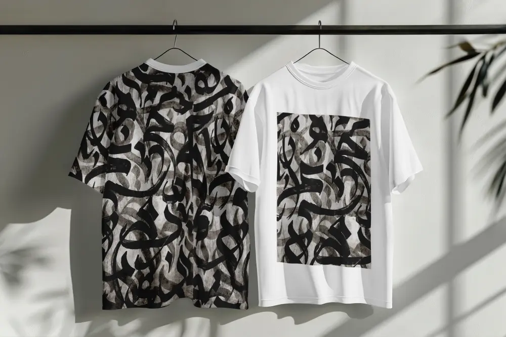 تصميم خط عربي احترافي للطباعة على التيشيرتات بمعدل تصميم واحد أمامي/خلفي