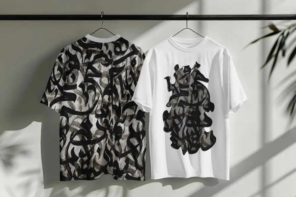 تصميم خط عربي احترافي للطباعة على التيشيرتات بمعدل تصميم واحد أمامي/خلفي