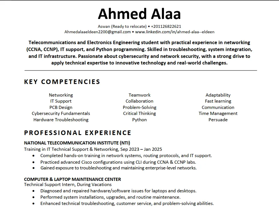 كتابة وتحسين ومراجعة سيرة ذاتية مميزة تجذب الانتباه