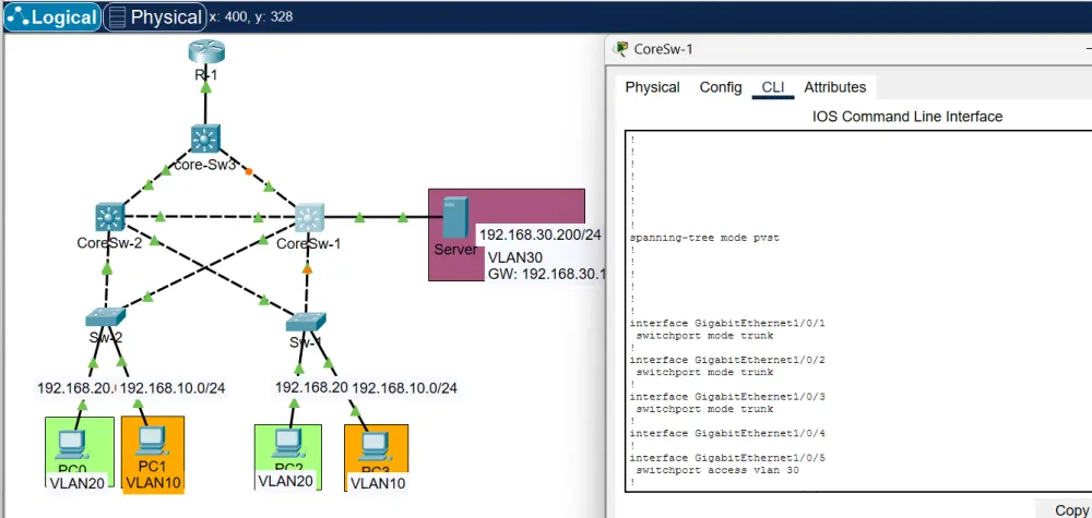 سأقوم بتصميم شبكة احترافية باستخدام Cisco Packet Tracer مع VLAN و Routing