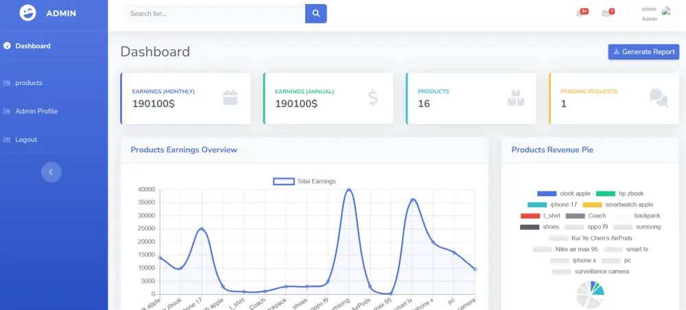 إنشاء لوحة تحكم Dashboard باستخدام PHP و MySQL
