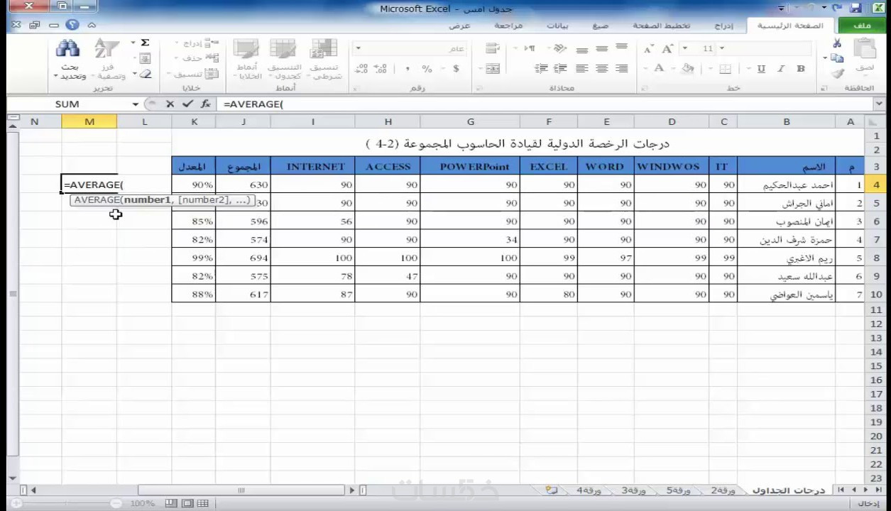 ملف اكسل حسب الرغبة (Excel)
