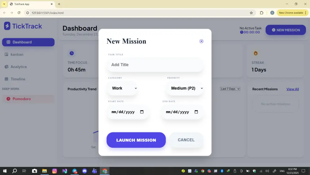 تصميم وتنفيذ Dashboard احترافية لإدارة المهام والبيانات