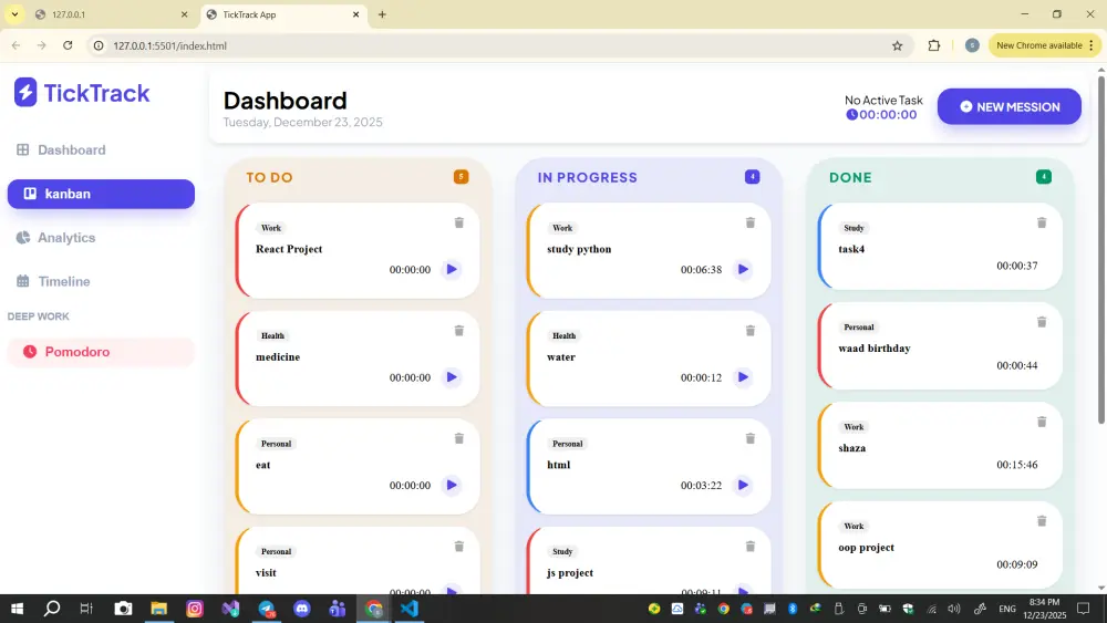 تصميم وتنفيذ Dashboard احترافية لإدارة المهام والبيانات