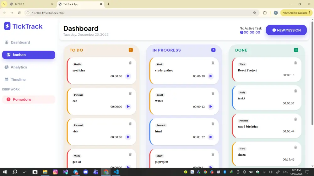تصميم وتنفيذ Dashboard احترافية لإدارة المهام والبيانات